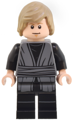 SW1370 Luke Skywalker - Dark Bluish Gray Jedi Robe, Printed Legs, Shaggy Hair