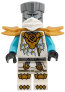 njo1033 Zane - White Mask, Wide Pearl Gold Shoulder Armor