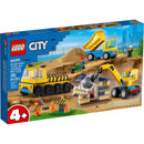 60391 Construction Trucks and Wrecking Ball Crane