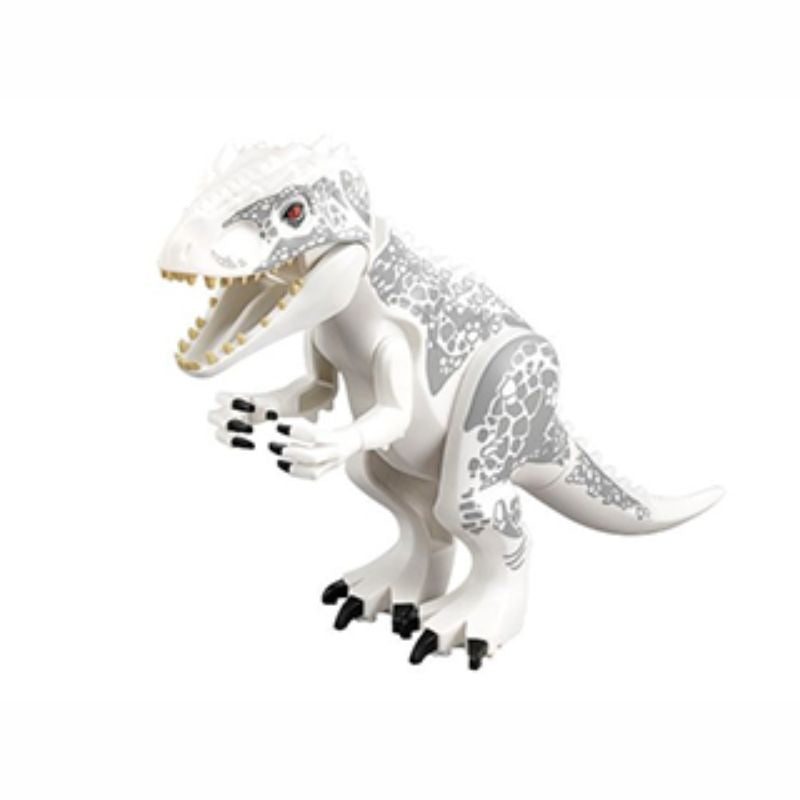 IndoRex01 White Dinosaur Indominus Rex with Dark Bluish Gray Spots