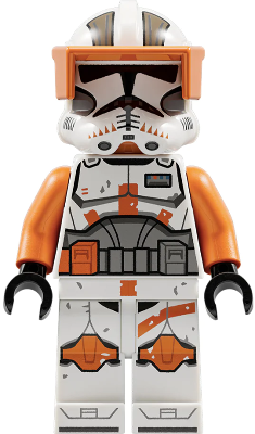 SW1233 Clone Trooper Commander Cody, 212th Attack Battalion (Phase 2) - Orange Visor, Nougat Head, Helmet with Holes, Printed Legs