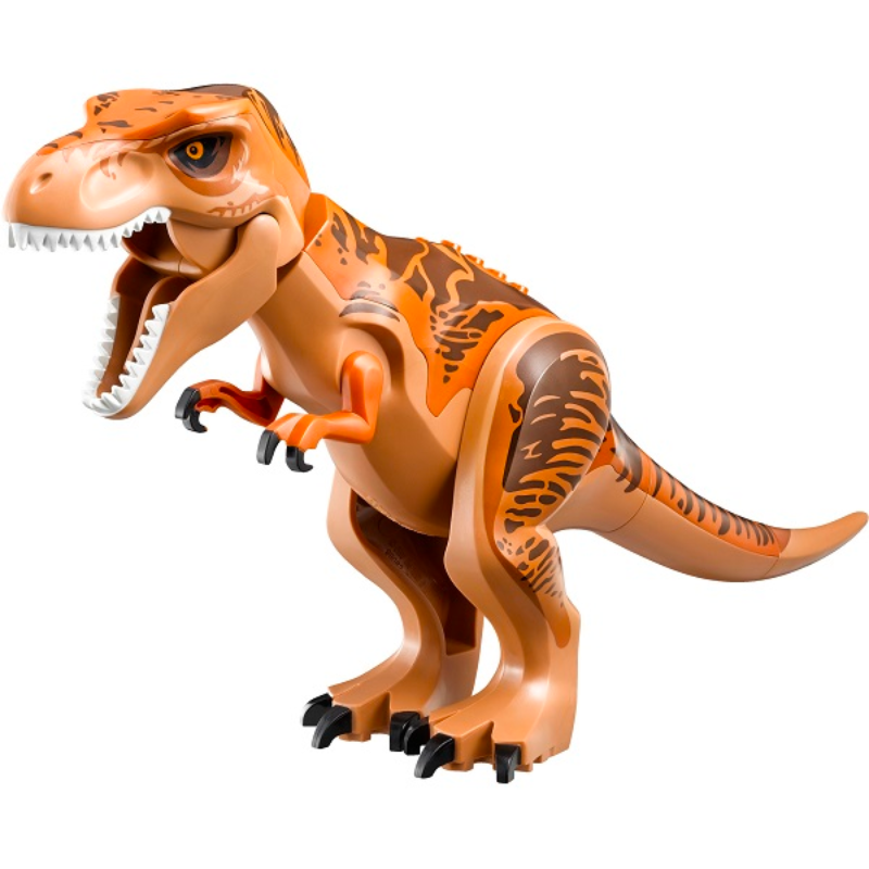 trex04 Medium Nougat Dinosaur Tyrannosaurus rex with Dark Orange Back and Dark Brown Markings