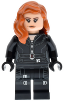 SH1012: Black Widow - Black Jumpsuit, Dark Orange Mid-Length Hair, Printed Legs, Black Hands, Dark Brown Eyebrows