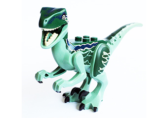 Raptor07 Dinosaur Raptor / Velociraptor with Dark Green Back and Dark Blue Markings (Jurassic World Blue