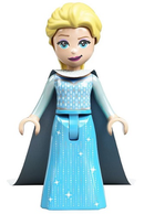 DP136 Elsa - Medium Azure Dress, Medium Blue Long Narrow Glitter Cape, Smirk Wide