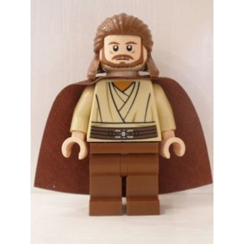 SW0322 Qui-Gon Jinn - Light Nougat Head, Reddish Brown Legs and Cape