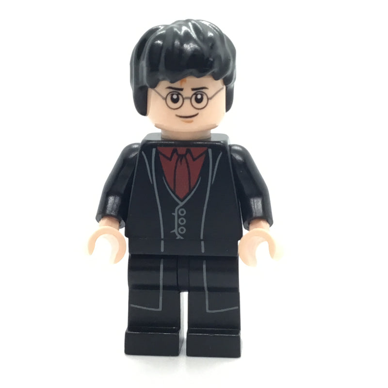 HP133 Harry Potter, Black Long Coat and Vest, Dark Red Shirt and Tie