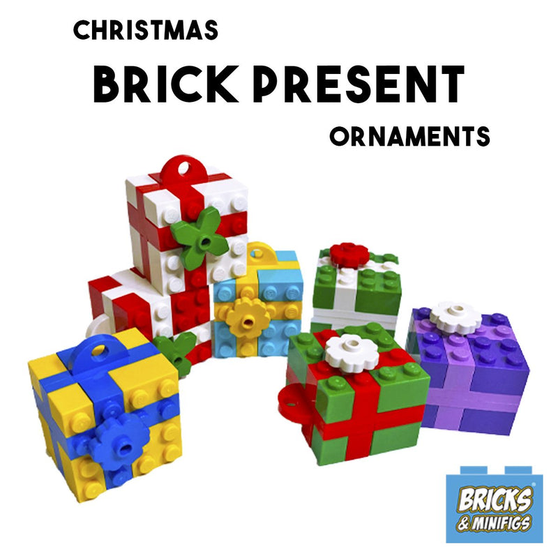 Christmas Brick Present Ornament - Yellow-Blue