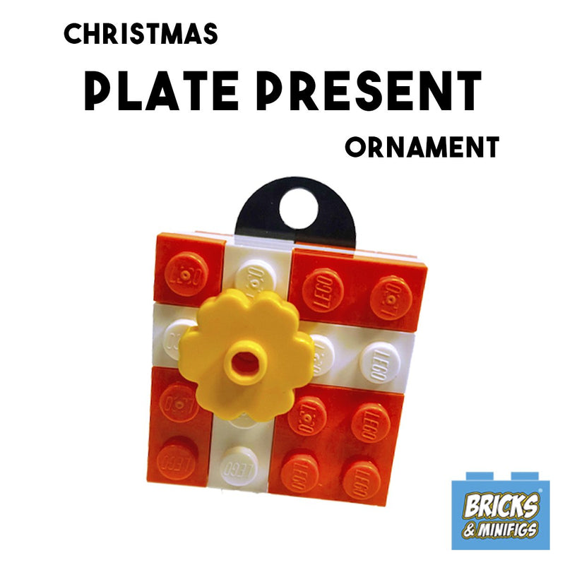 Christmas Plate Present Ornament - Orange-White