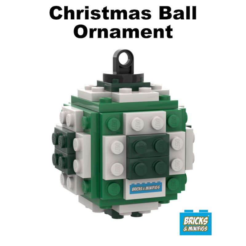 Christmas Ball Ornament - Dark Green, White & Green