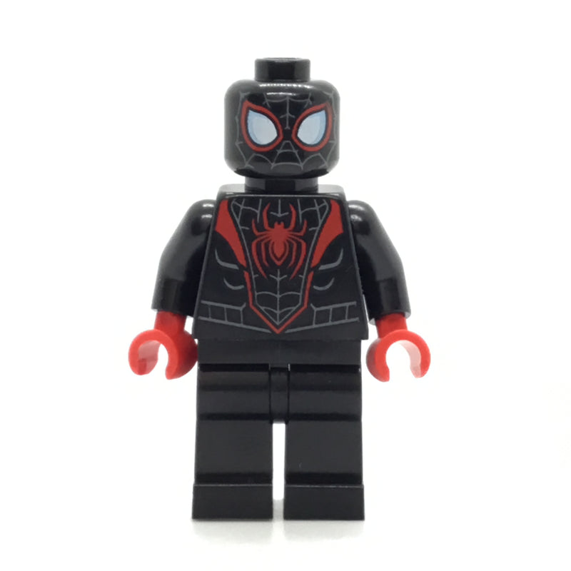 SH855 Spider-Man (Miles Morales) - Dark Bluish Gray Webbing on Head, Red Hands