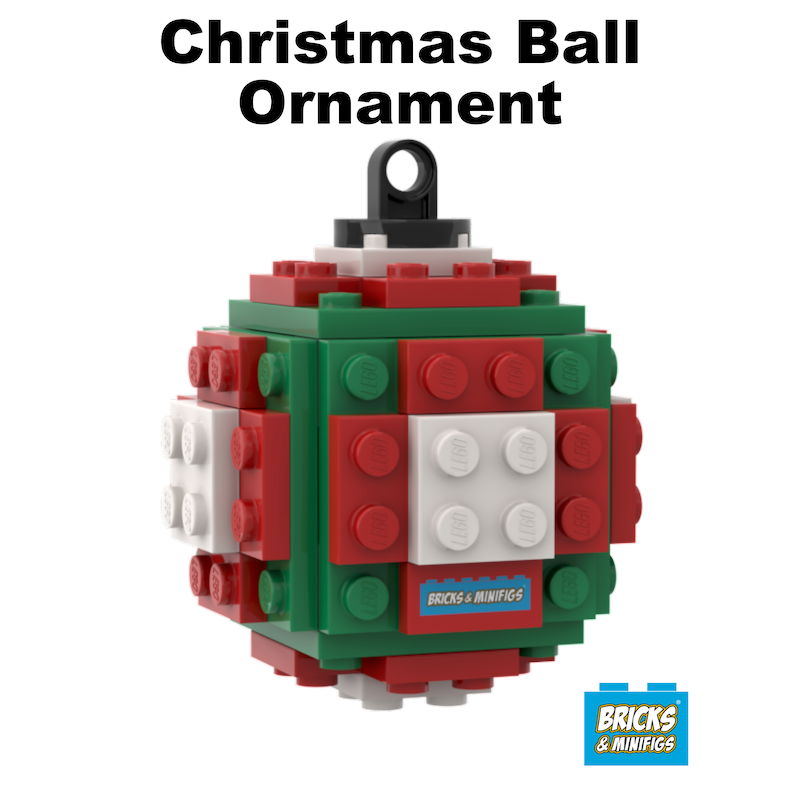 Christmas Ball Ornament - White, Red & Green