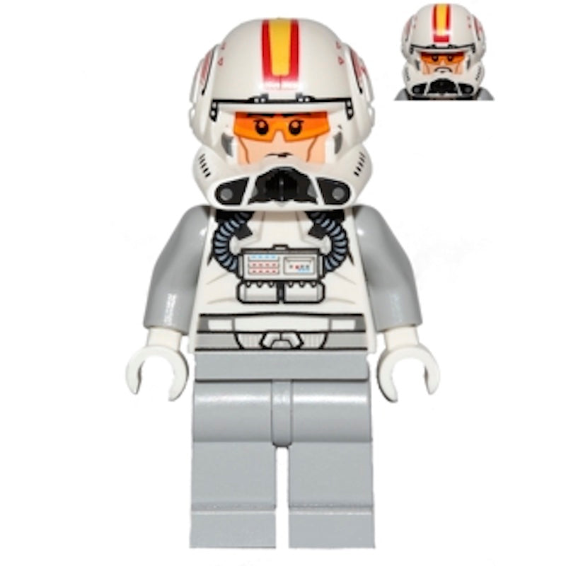 SW0608 Clone Trooper Pilot (Phase 2) - Light Bluish Gray Arms and Legs, Cheek Lines