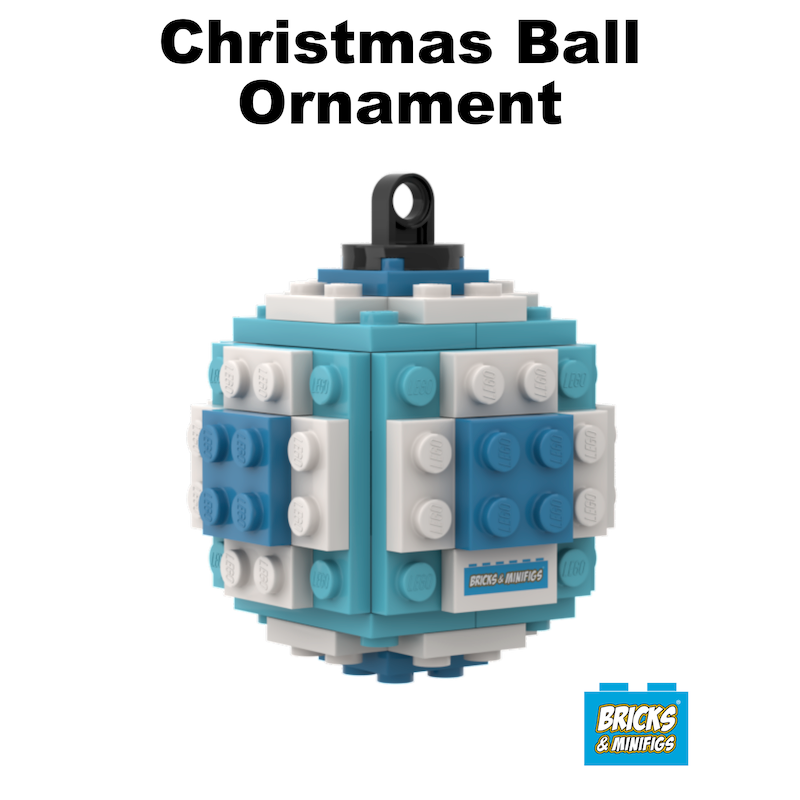 Christmas Ball Ornament - Dark Azure, White & Medium Azure