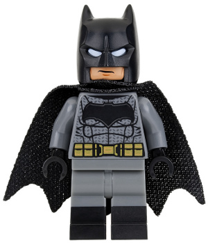 SH218 Batman - Dark Bluish Gray Suit, Gold Belt, Black Hands, Spongy Cape, Large Bat Logo