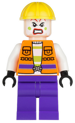 SH093 - Joker's Goon - Construction Outfit, Orange Jacket, Yellow Helmet, Purple Legs