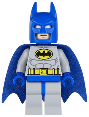 SH0111-  Batman - Light Bluish Gray Suit with Yellow Belt and Crest, Blue Mask and Cape
