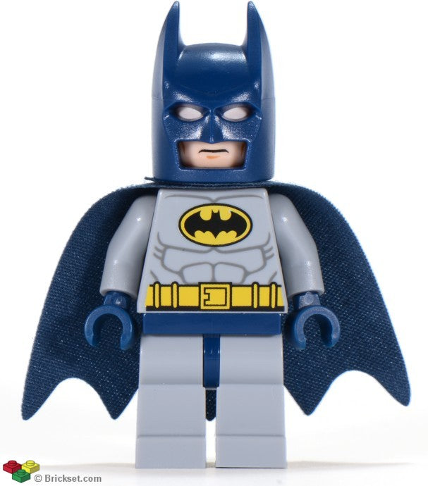 SH025 - Batman - Light Bluish Gray Suit With Yellow Belt And Crest, Dark Blue Mask And Cape (Type 1 Cowl)