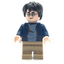 HP326 Harry Potter, Dark Blue Open Jacket with Tears and Blood Stains, Dark Tan Medium Legs, Smile / Angry Mouth