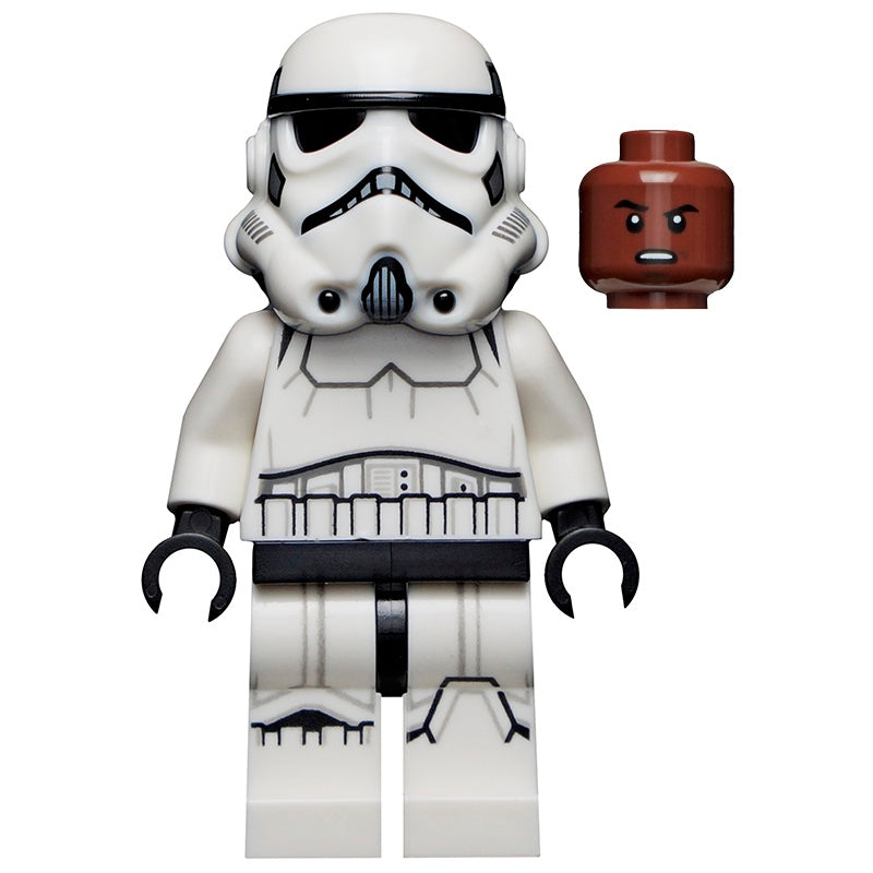 SW1167 Imperial Stormtrooper - Male, Dual Molded Helmet with Gray Squares on Back, Reddish Brown Head, Grimace