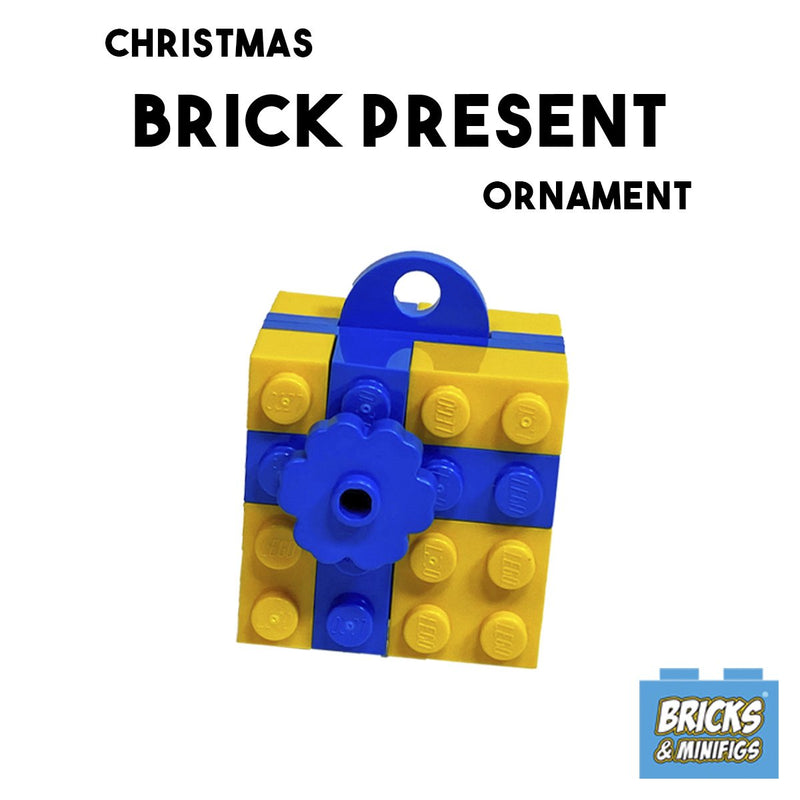 Christmas Brick Present Ornament - Yellow-Blue