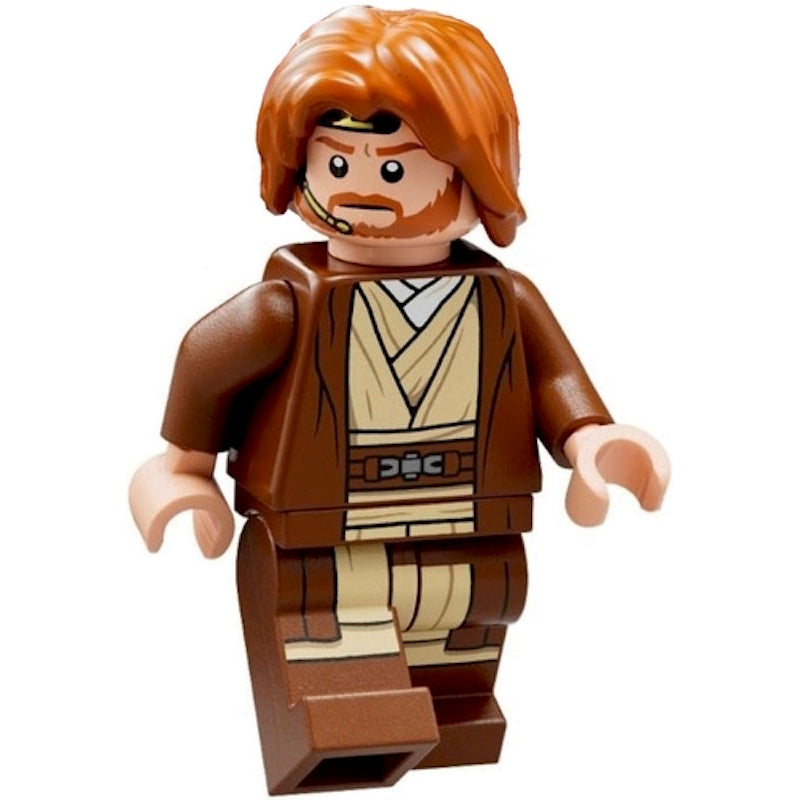 SW1220 Obi-Wan Kenobi - Reddish Brown Robe, Dark Orange Mid-Length Tousled with Center Part Hair